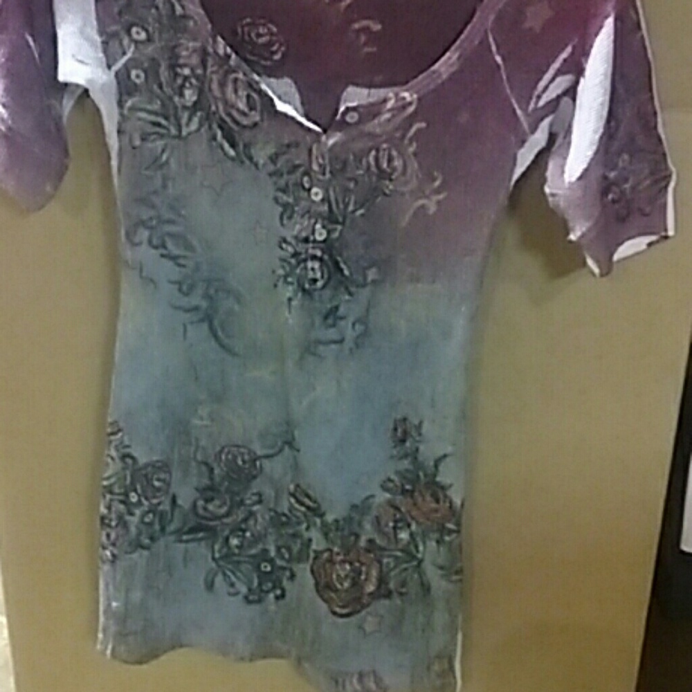 NWOT Vintage Inspired Blouse w/ Rhinestone Accents